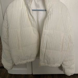 White puffer coat